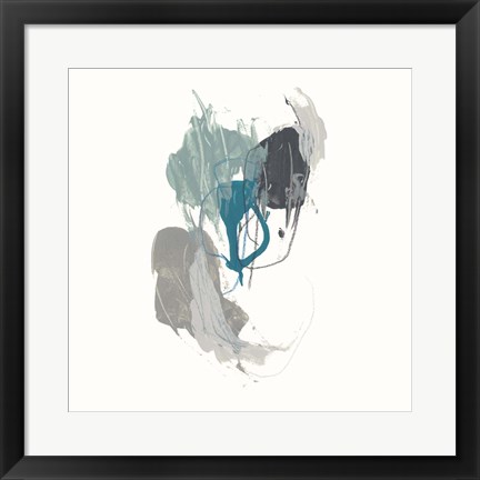 Framed Teal Gesture III Print