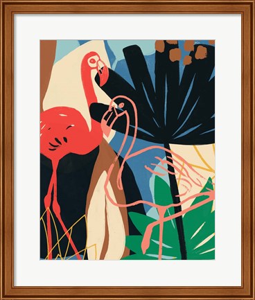 Framed Funky Flamingo I Print