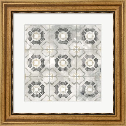 Framed Marble Tile Design III Print