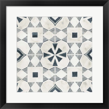 Framed Teal Tile Collection V Print