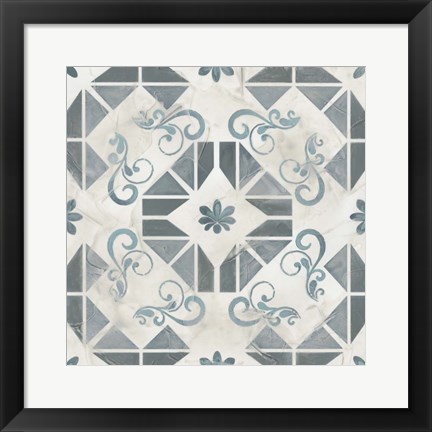 Framed Teal Tile Collection VI Print