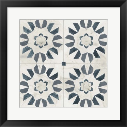 Framed Teal Tile Collection III Print