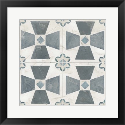 Framed Teal Tile Collection IV Print