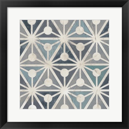 Framed Teal Tile Collection IX Print