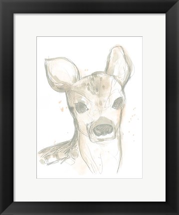 Framed Deer Cameo I Print