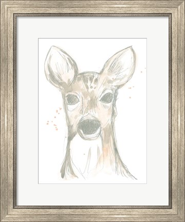 Framed Deer Cameo II Print