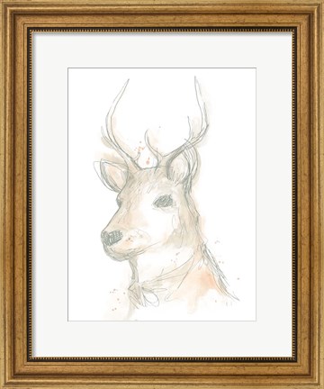 Framed Deer Cameo III Print