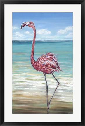 Framed Beach Walker Flamingo II Print