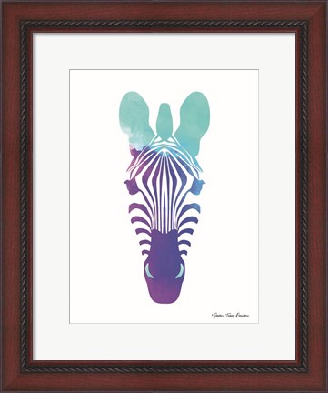 Framed Violet and Teal Zebra Print