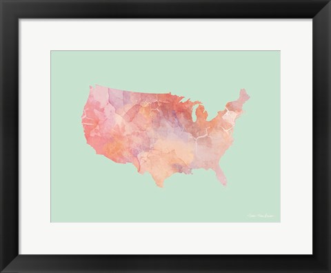 Framed Marble USA Map Print