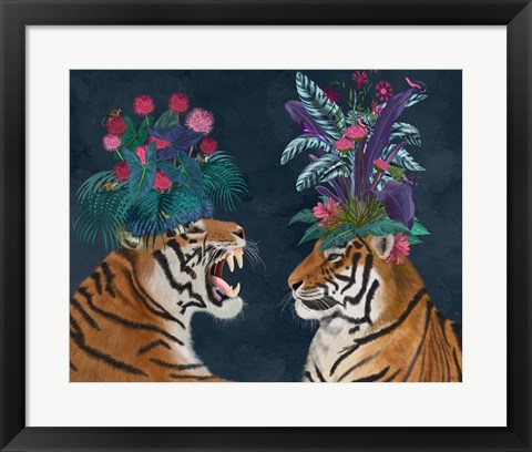 Framed Hot House Tigers, Pair, Dark Print