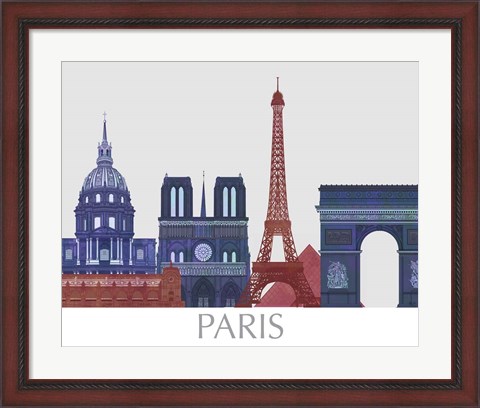 Framed Paris Landmarks , Red Blue Print