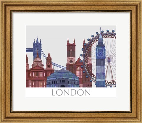 Framed London Landmarks , Red Blue Print