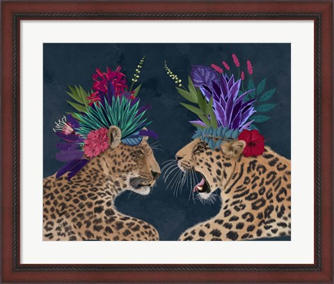 Framed Hot House Leopards, Pair, Dark Print