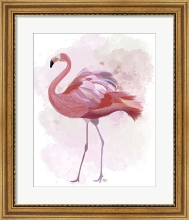 Framed Fluffy Flamingo 1 Print