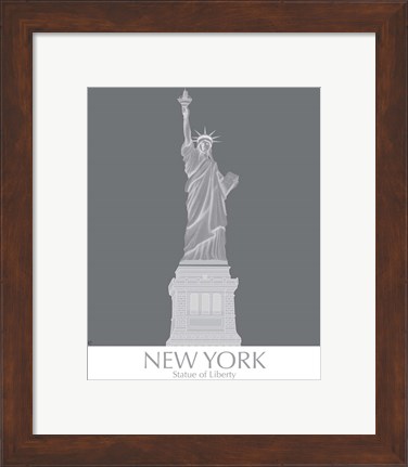 Framed New York Statue of Liberty Monochrome Print