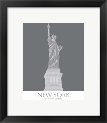 Framed New York Statue of Liberty Monochrome Print