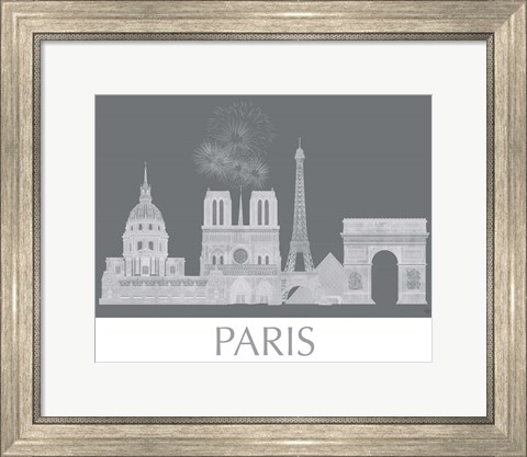 Framed Paris Skyline Monochrome Print