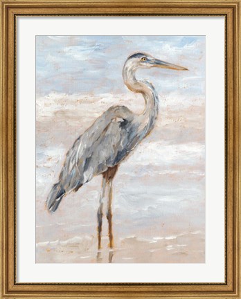 Framed Beach Heron I Print