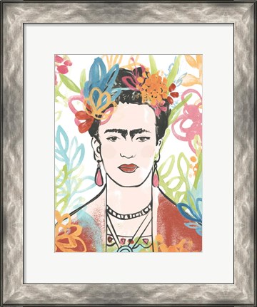 Framed Portrait of Frida  II Print
