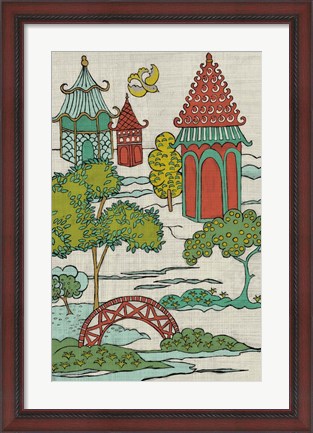 Framed Pagoda Landscape I Print