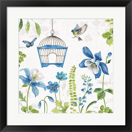 Framed Blue and Green Garden IV Print