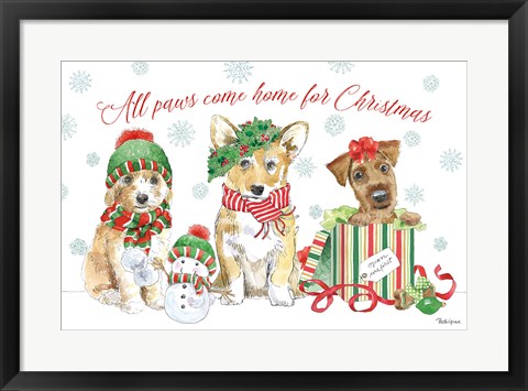 Framed Holiday Paws I Print