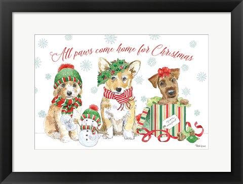 Framed Holiday Paws I Print