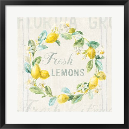 Framed Floursack Lemon V Print