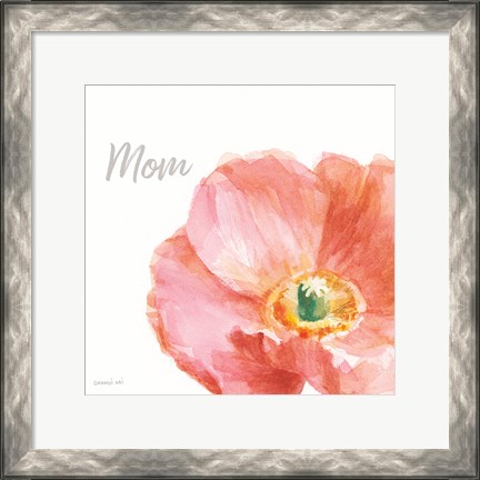 Framed Garden Poppy Flipped on White Crop II Mom Print