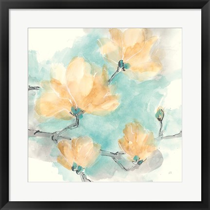 Framed Teal Buds IV Print