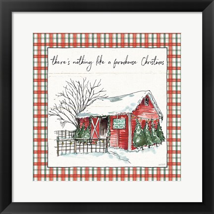 Framed Holiday on the Farm IV Plaid Print