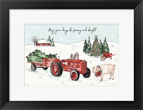 Framed Holiday on the Farm I Farmy and Bright Print