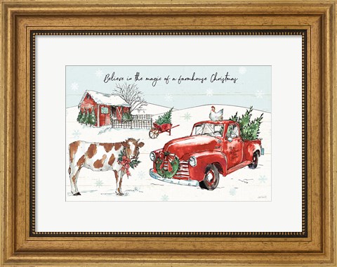 Framed Holiday on the Farm II Believe Print