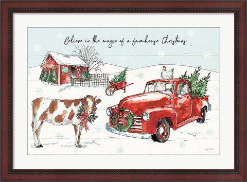 Framed Holiday on the Farm II Believe Print
