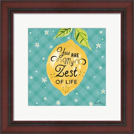 Framed Mellow Yellow III Turquoise Print