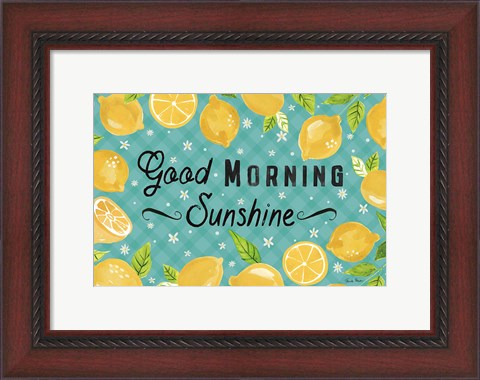 Framed Mellow Yellow I Turquoise Print