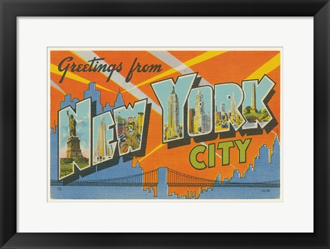 Framed Greetings from New York Print