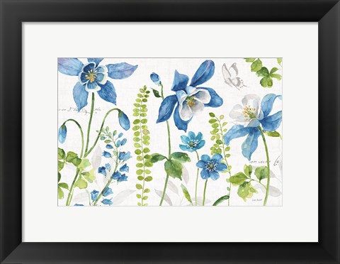 Framed Blue and Green Garden I Print