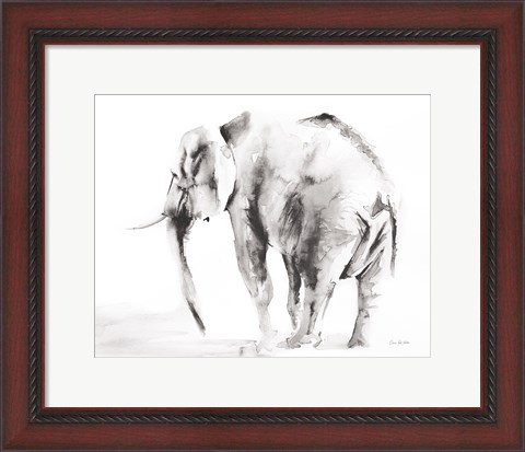 Framed Lone Elephant Gray Crop Print