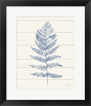 Framed Fern Print II Blue Crop Print