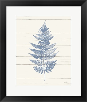Framed Fern Print I Blue Crop Print