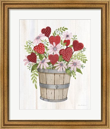 Framed Rustic Valentine Bushel Basket Print