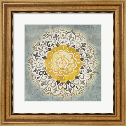 Framed Mandala Delight IV Yellow Grey Print