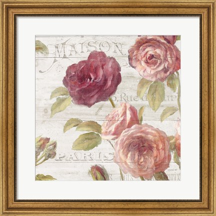 Framed French Roses V Print