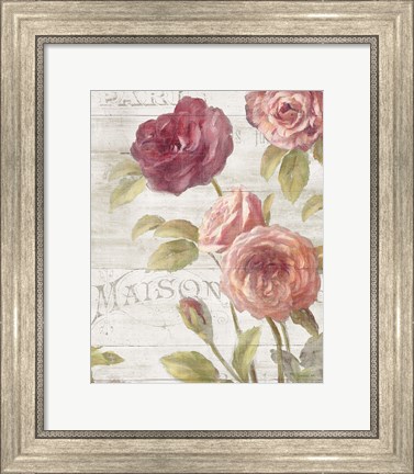 Framed French Roses III Print