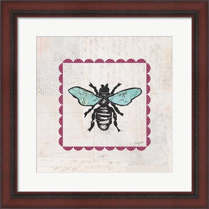 Framed Bee Stamp Bright Print