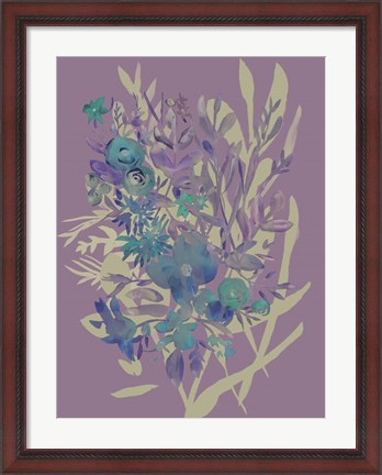 Framed Slate Flowers on Mauve I Print