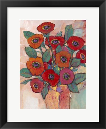 Framed Poppies in a Vase II Print
