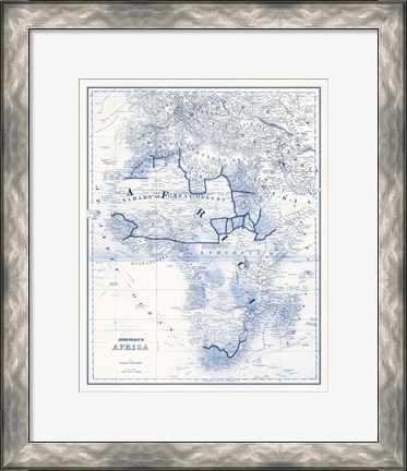 Framed Africa in Shades of Blue Print